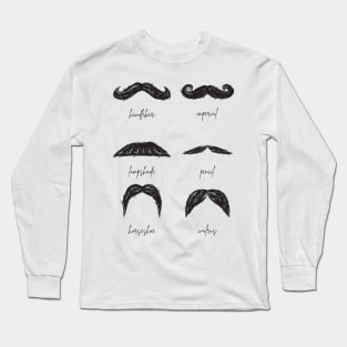 Moustache Types Grid Long Sleeve T-Shirt